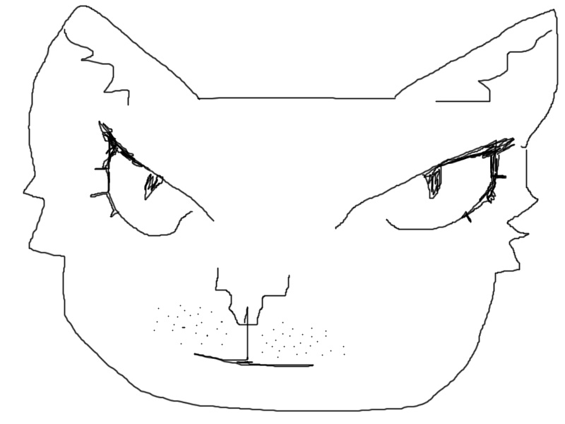 katze hat wimpern und eyeliner und ist ganz simpel gezeichnet